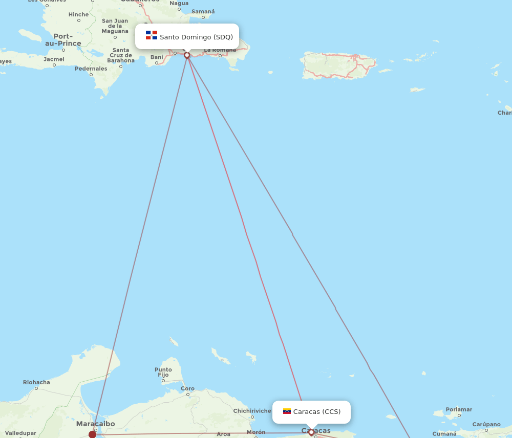 CCS to SDQ flights and routes map