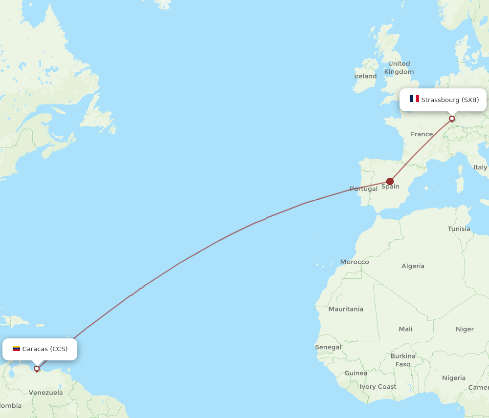 CCS to SXB flights and routes map