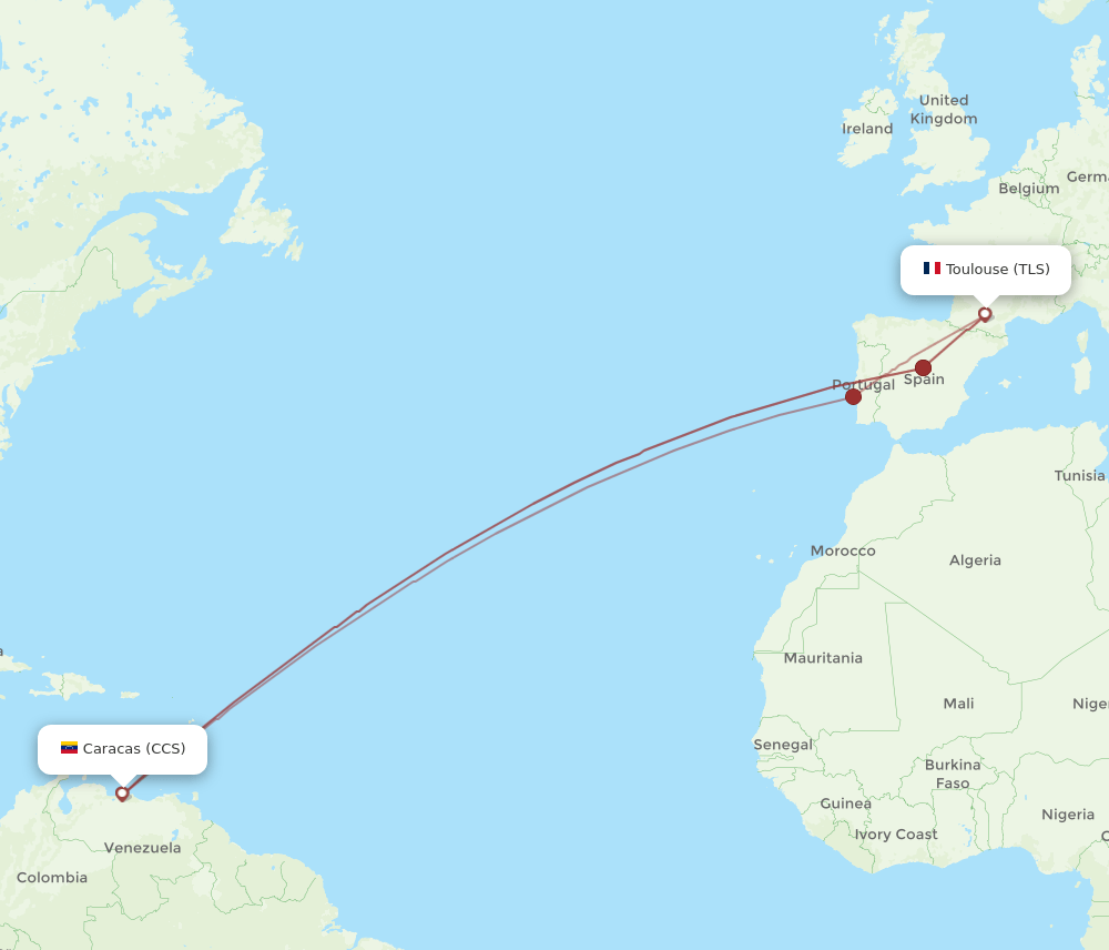 CCS-TLS flight routes