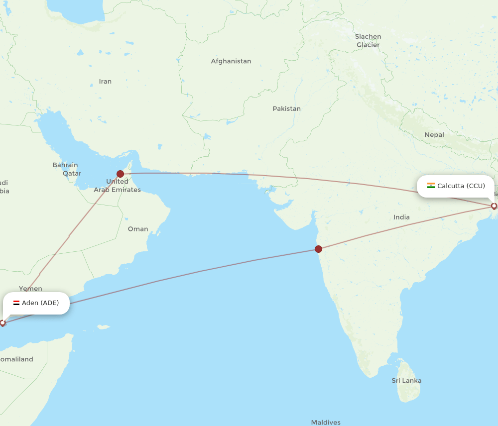 CCU-ADE flight routes