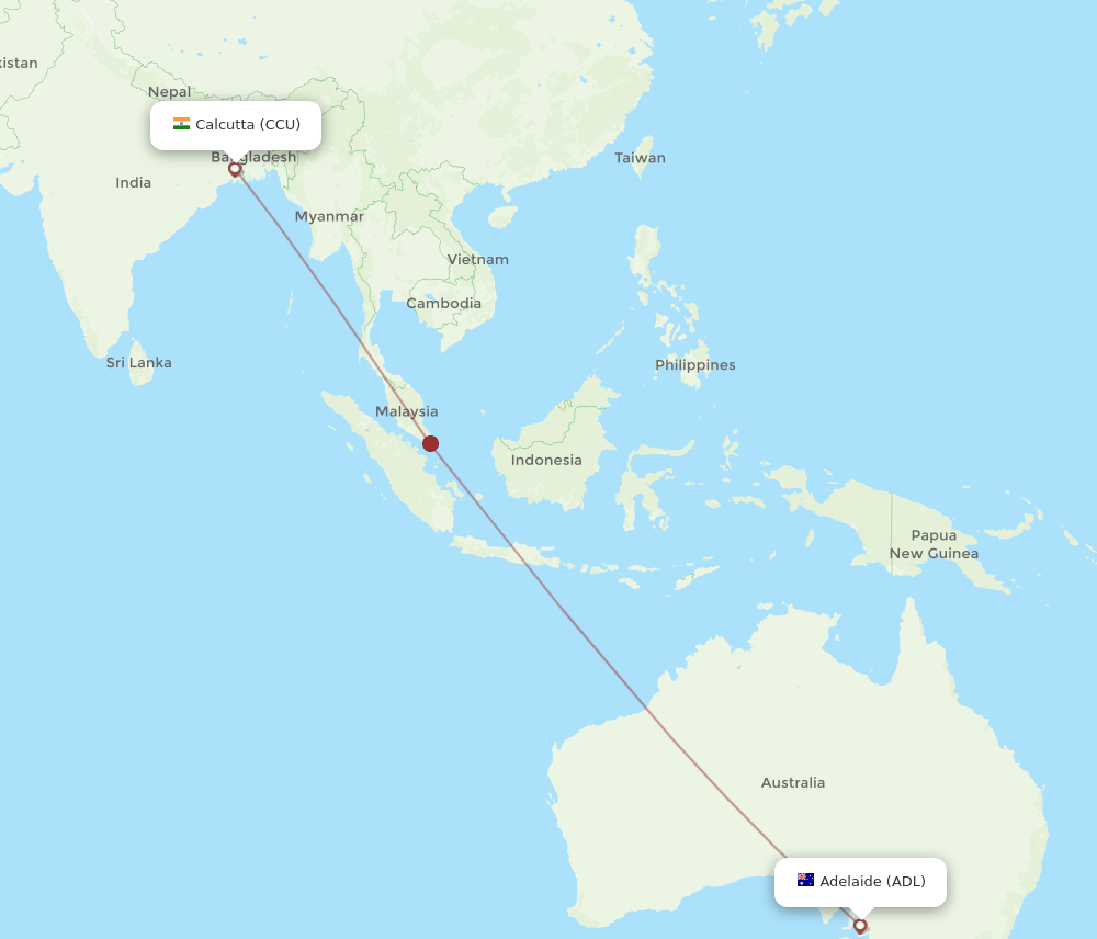 CCU-ADL flight routes