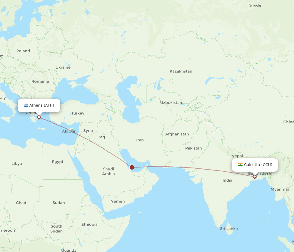 CCU-ATH flight routes