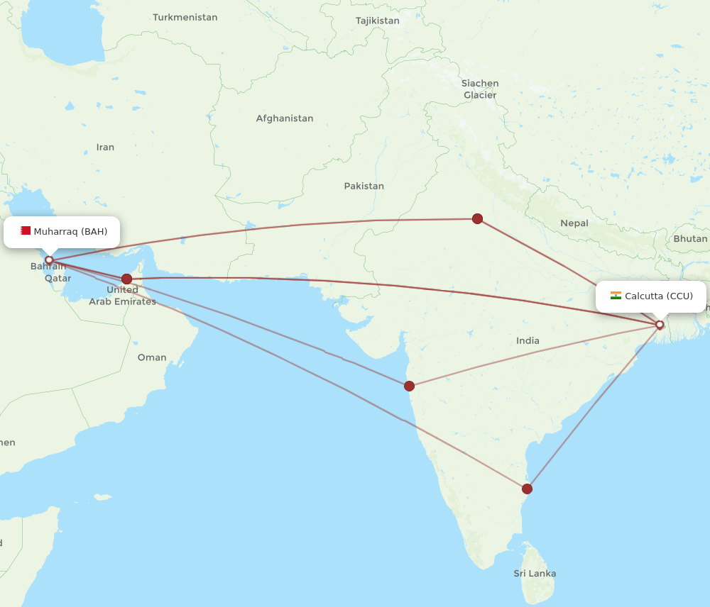 CCU-BAH flight routes