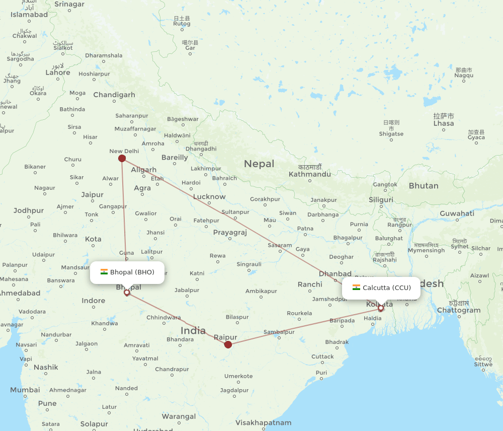 CCU-BHO flight routes