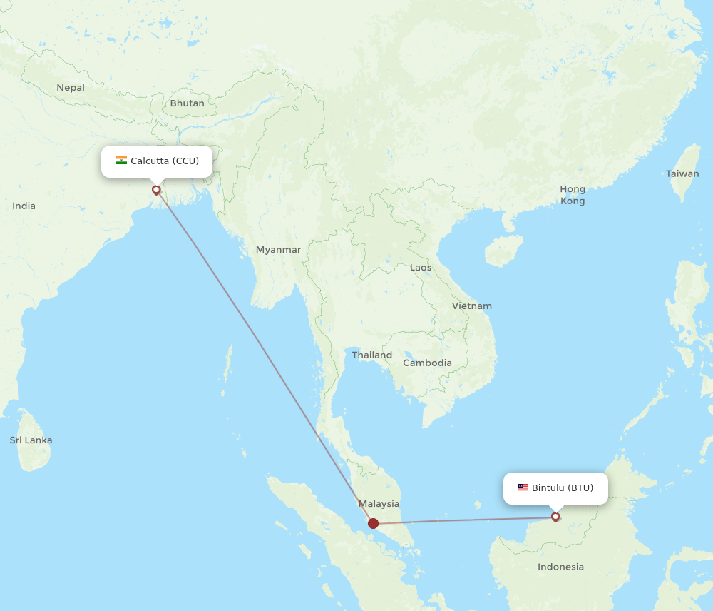 CCU-BTU flight routes