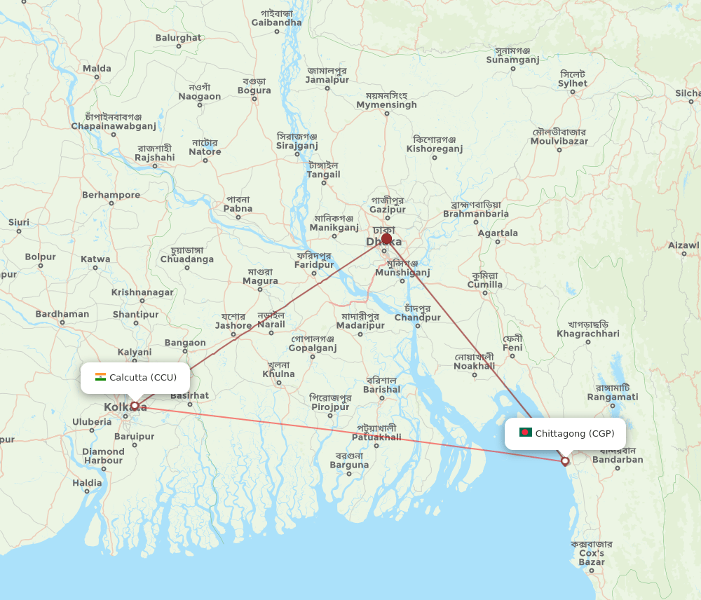 CCU to CGP flights and routes map