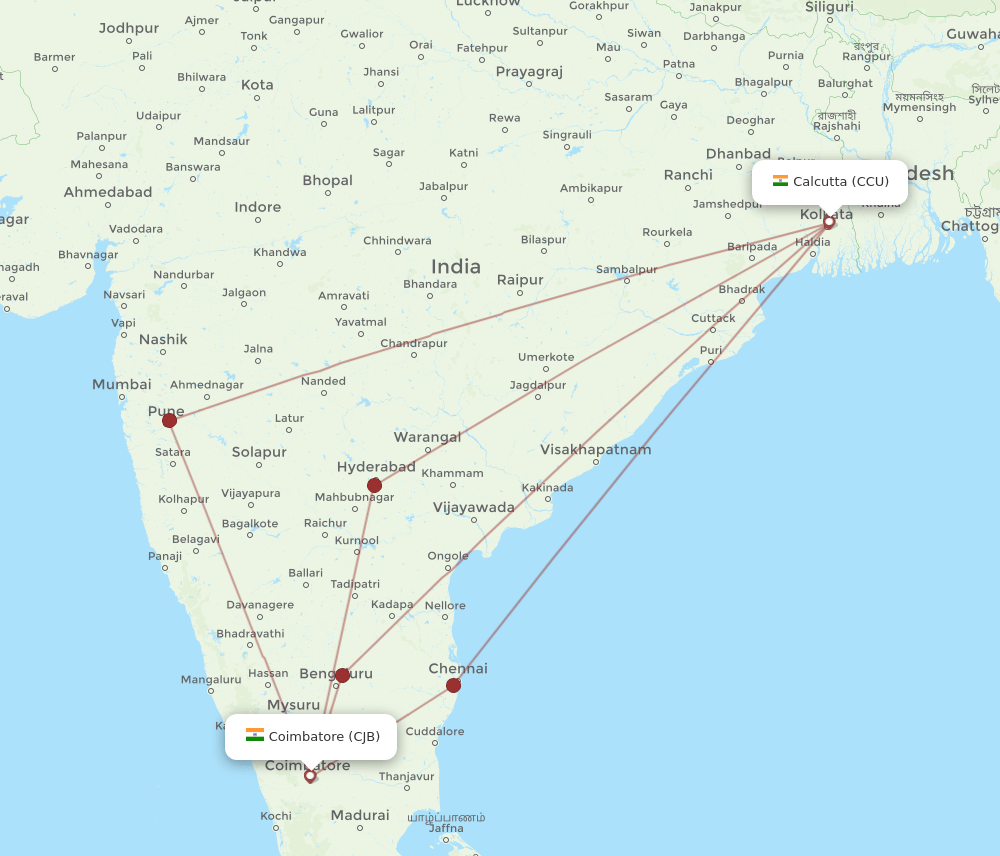 CCU-CJB flight routes
