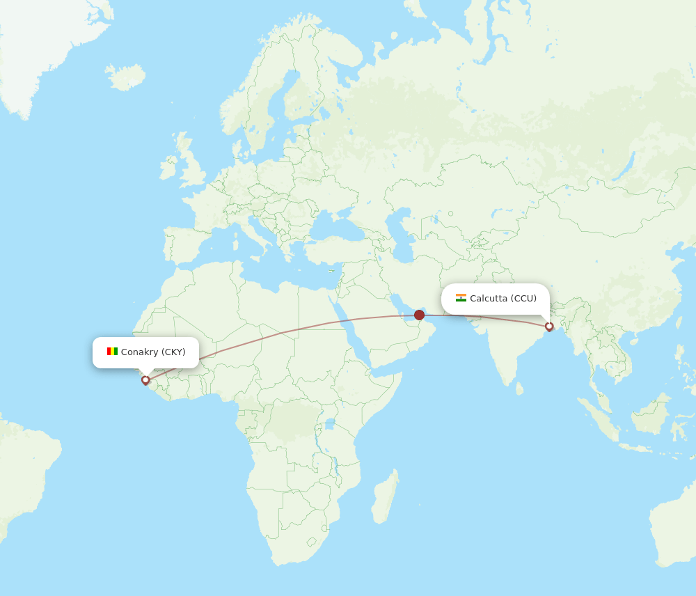 CCU to CKY flights and routes map