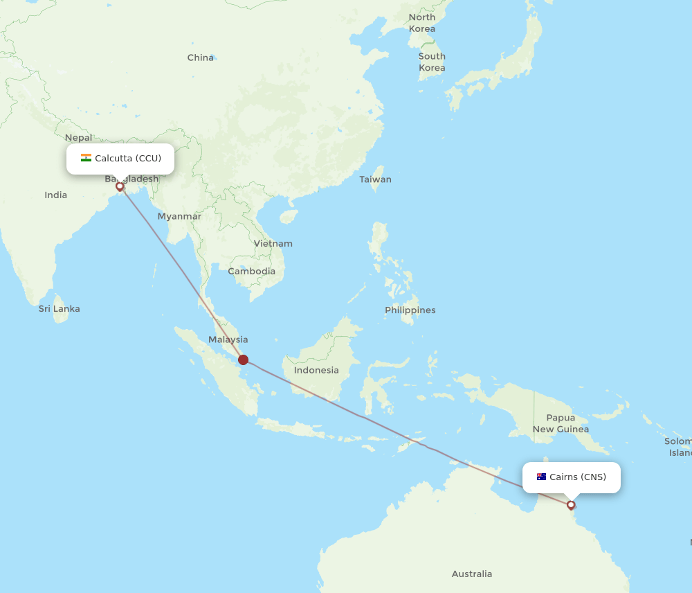 CCU-CNS flight routes