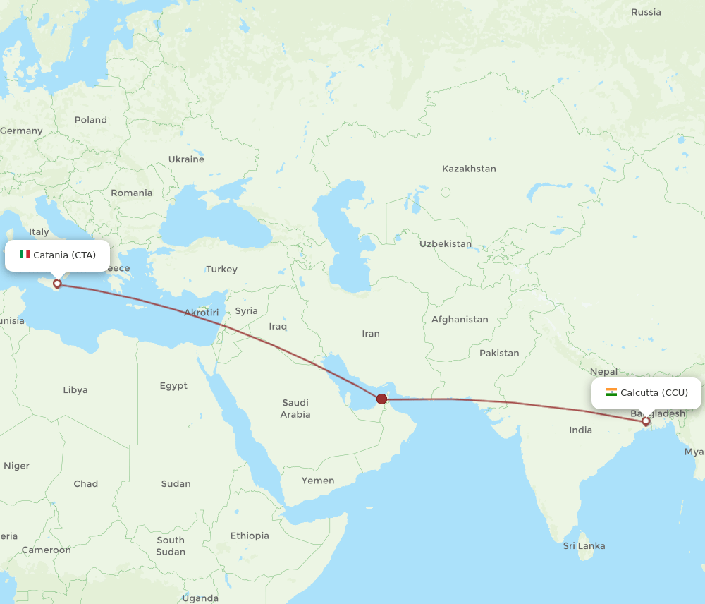 CCU to CTA flights and routes map
