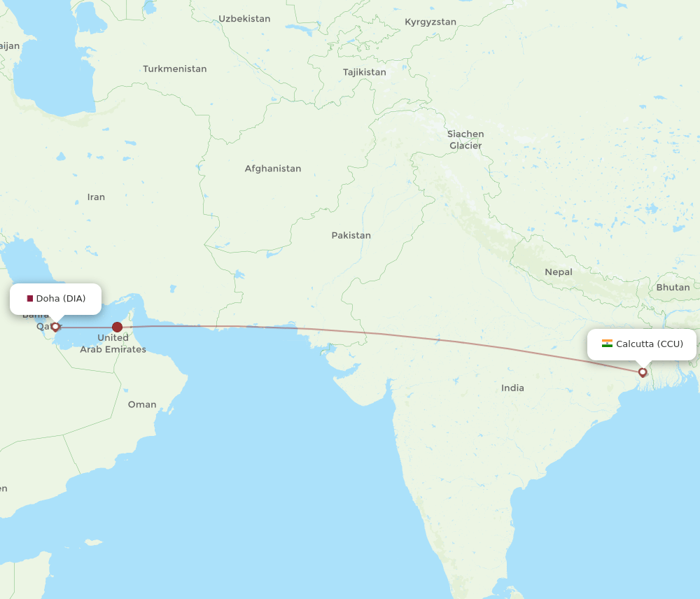 CCU to DIA flights and routes map