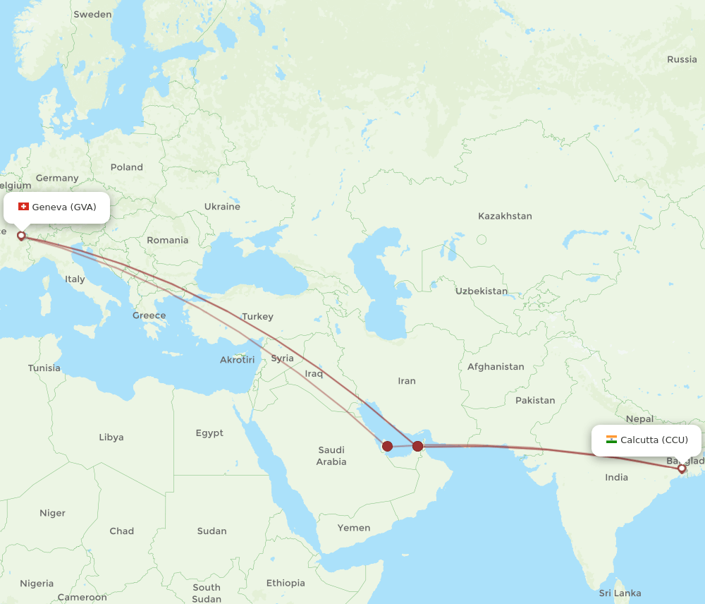 CCU-GVA flight routes