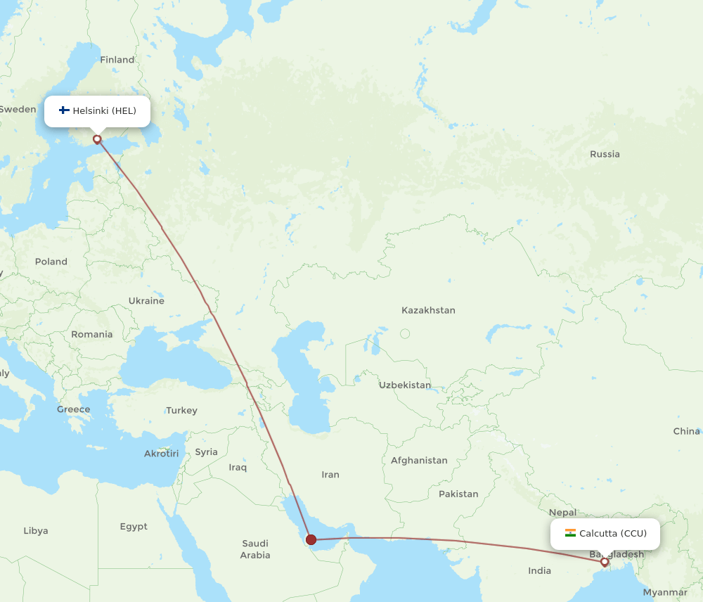 CCU-HEL flight routes