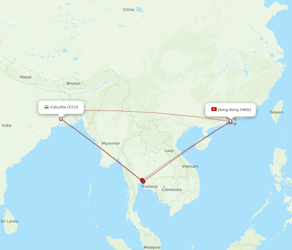 CCU-HKG flight routes