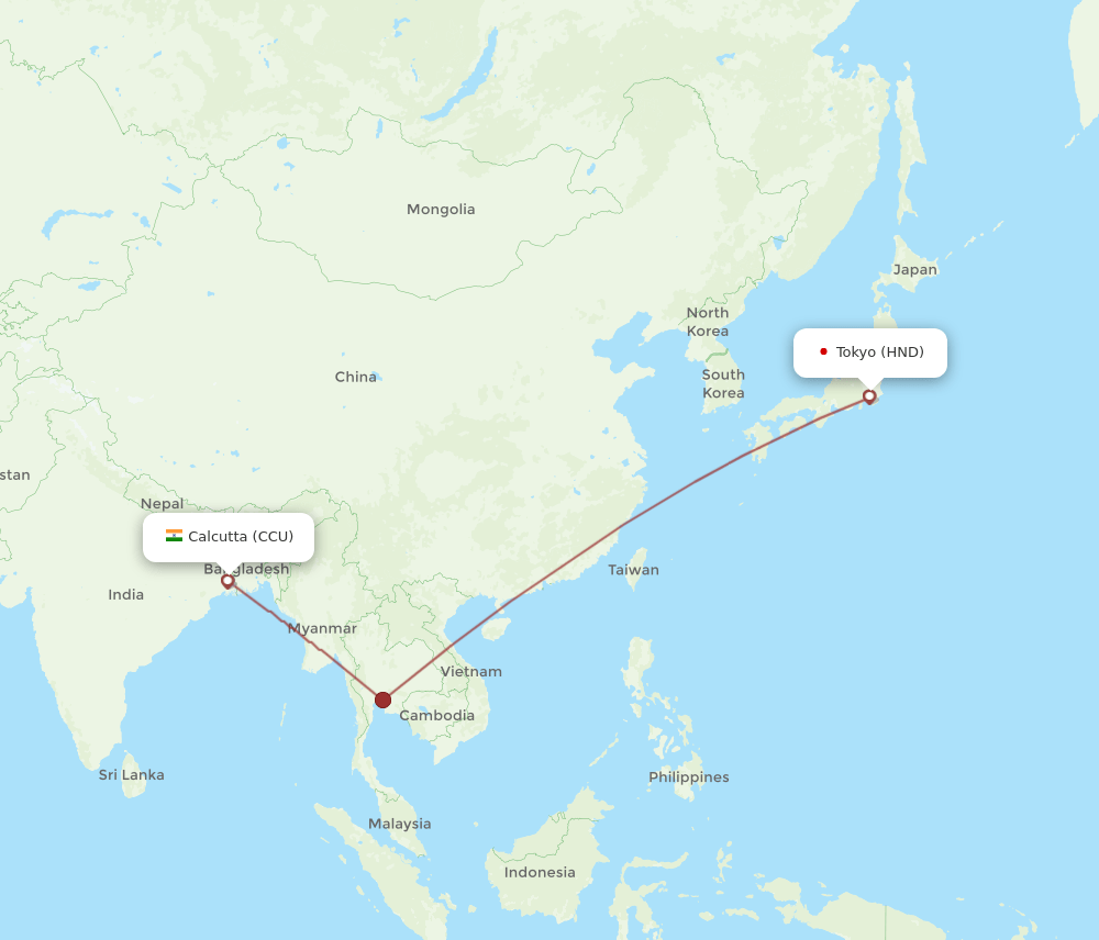 CCU-HND flight routes