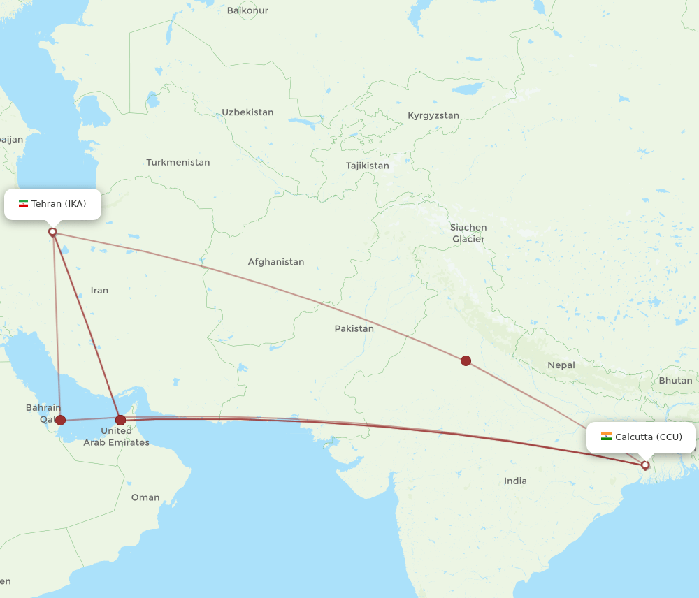CCU-IKA flight routes