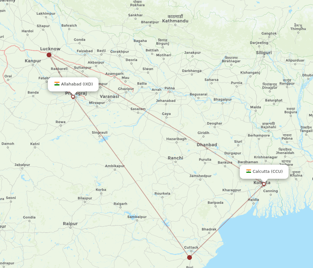 CCU-IXD flight routes