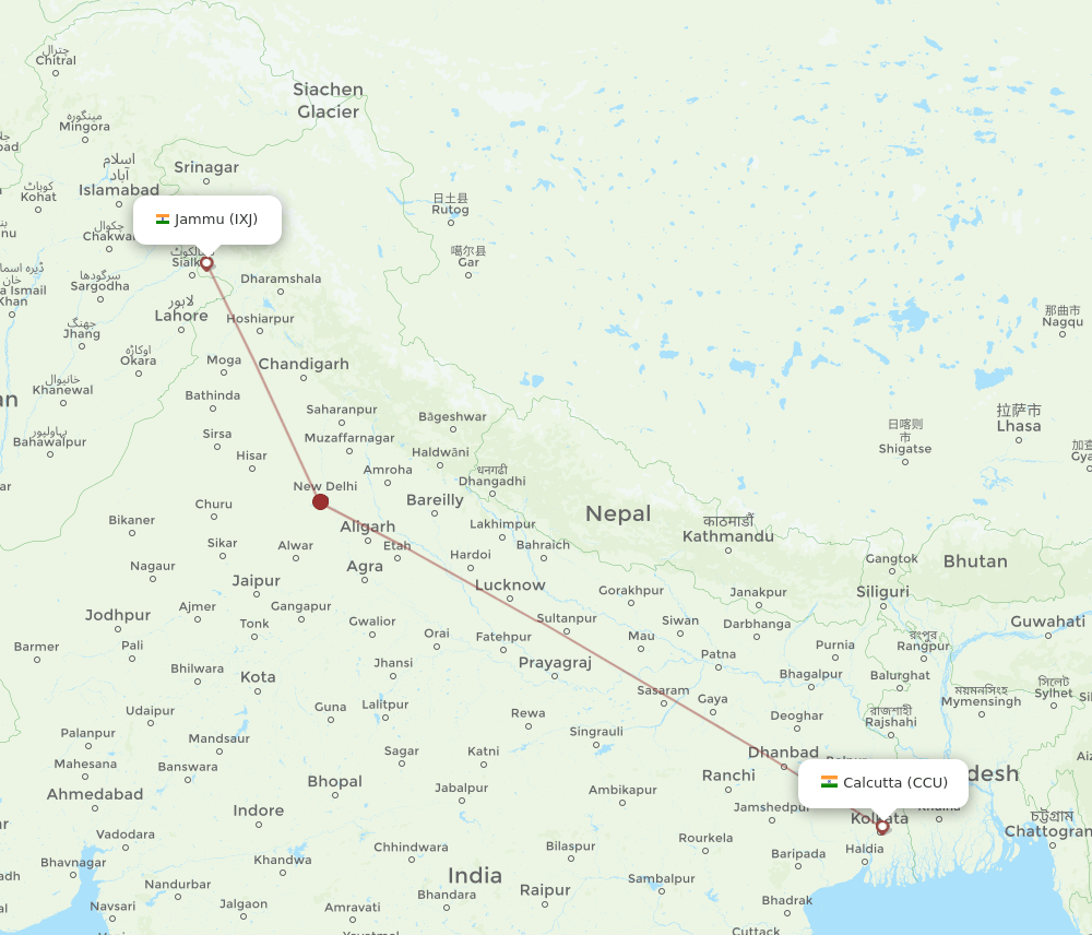 CCU-IXJ flight routes