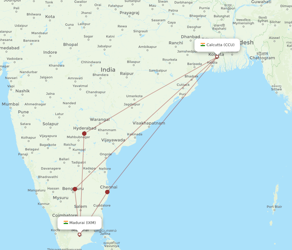CCU-IXM flight routes