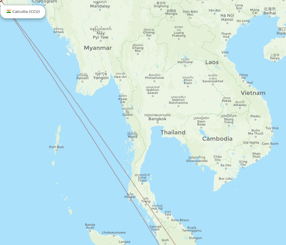 CCU-KCH flight routes
