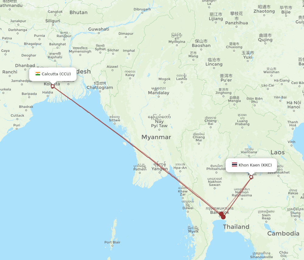 CCU-KKC flight routes