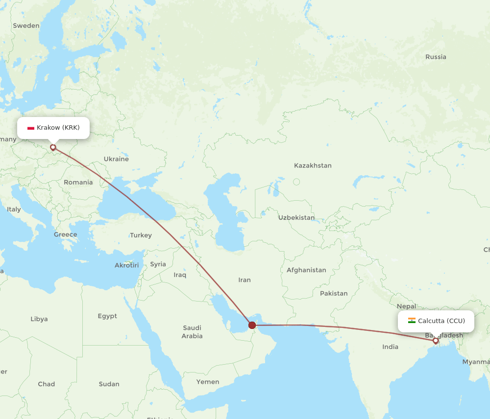 CCU-KRK flight routes
