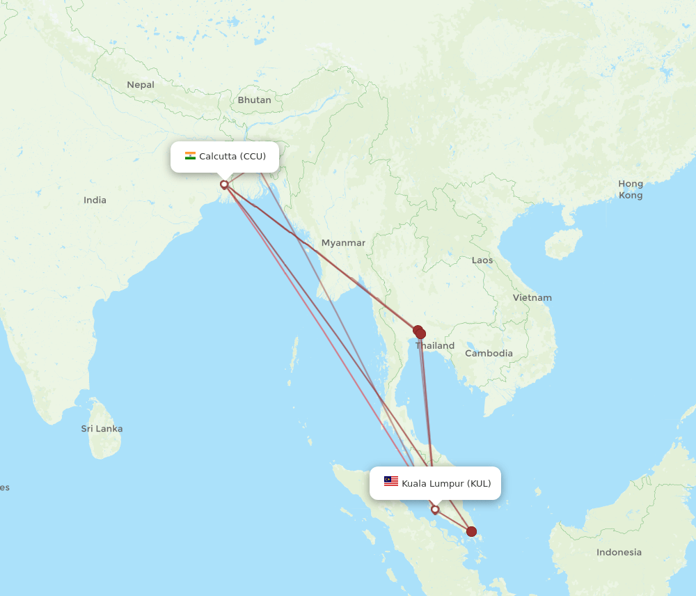 CCU-KUL flight routes