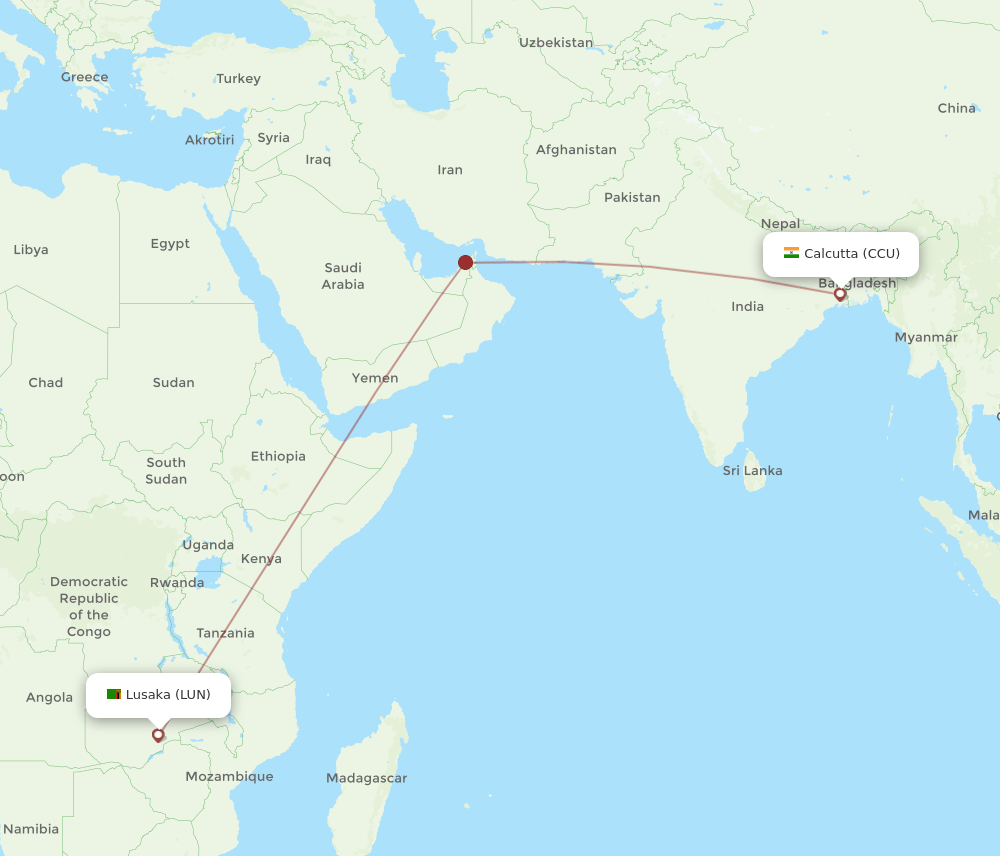CCU-LUN flight routes