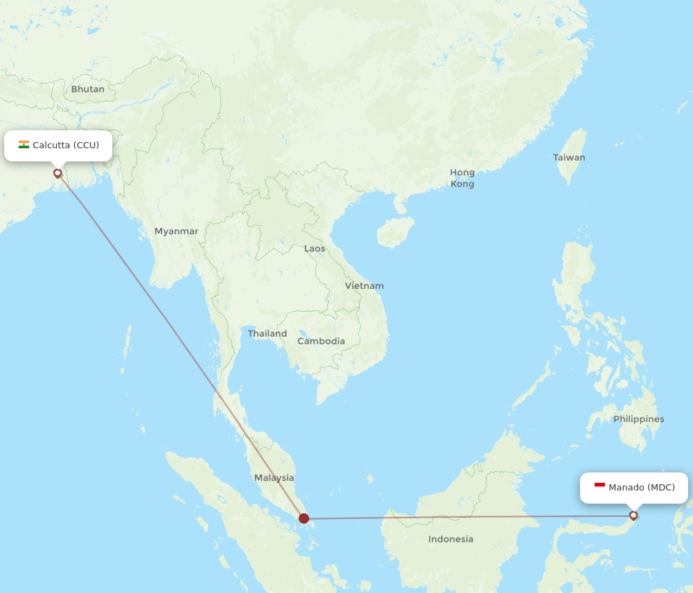 CCU-MDC flight routes