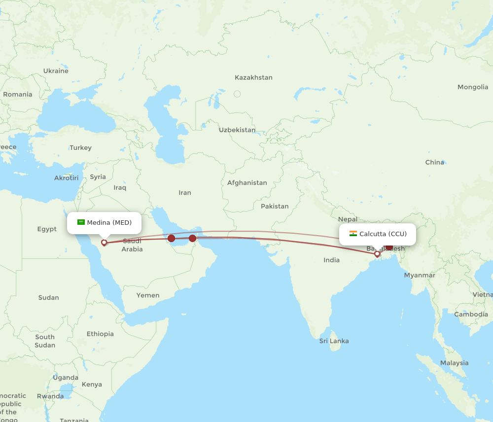CCU-MED flight routes