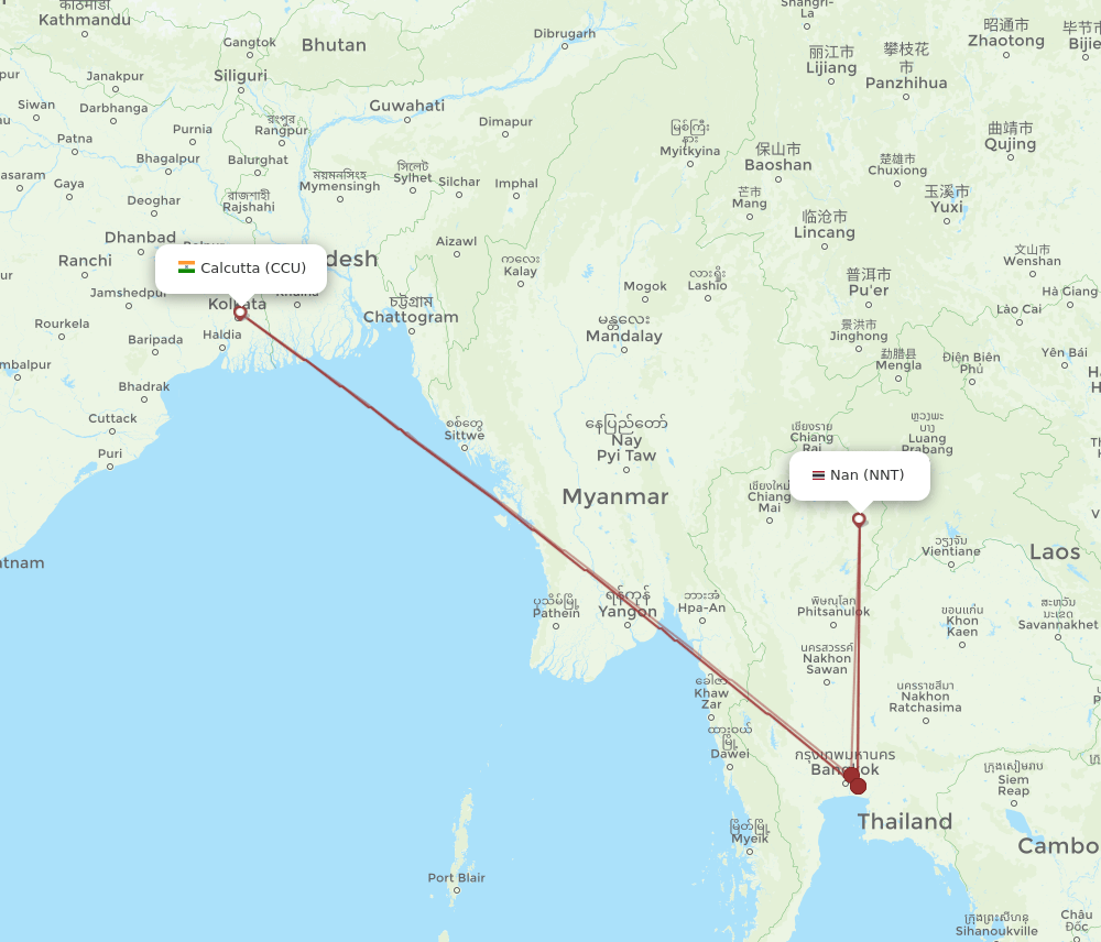 CCU-NNT flight routes