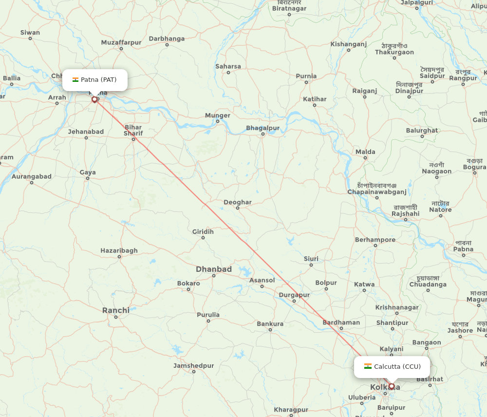 CCU-PAT flight routes