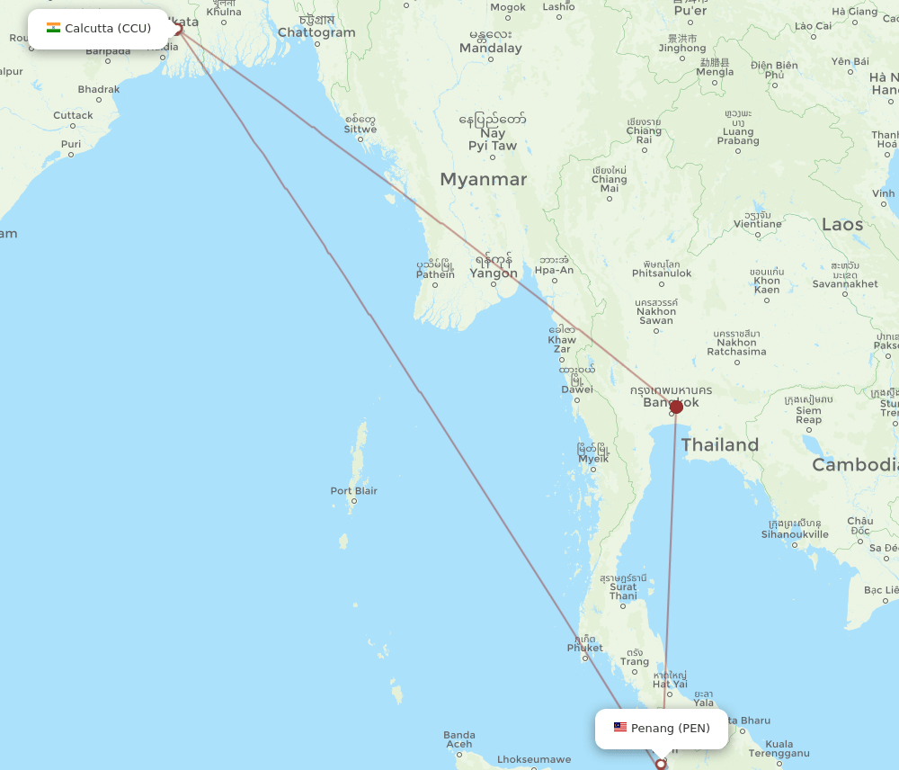 CCU-PEN flight routes