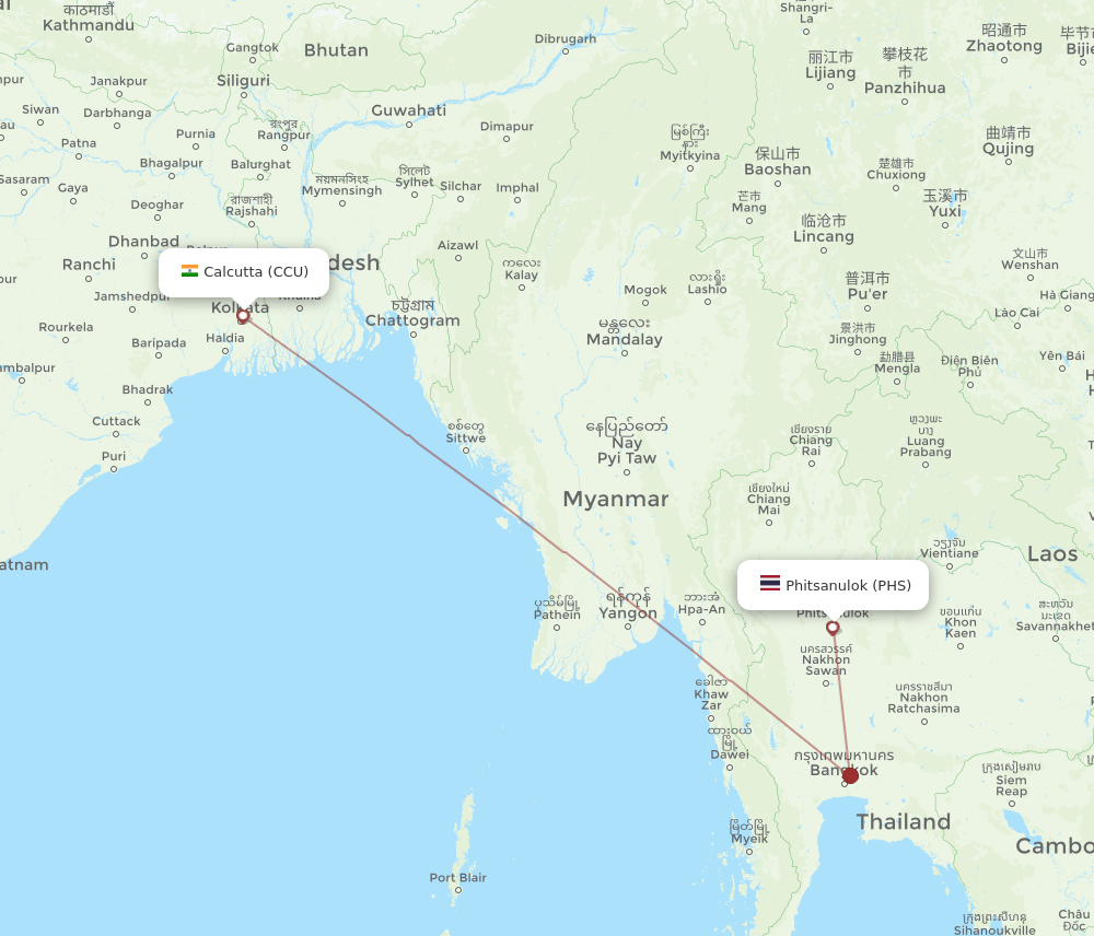 CCU-PHS flight routes