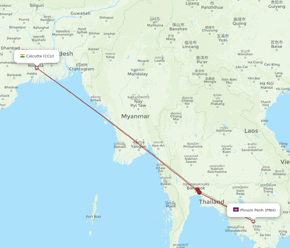 CCU-PNH flight routes