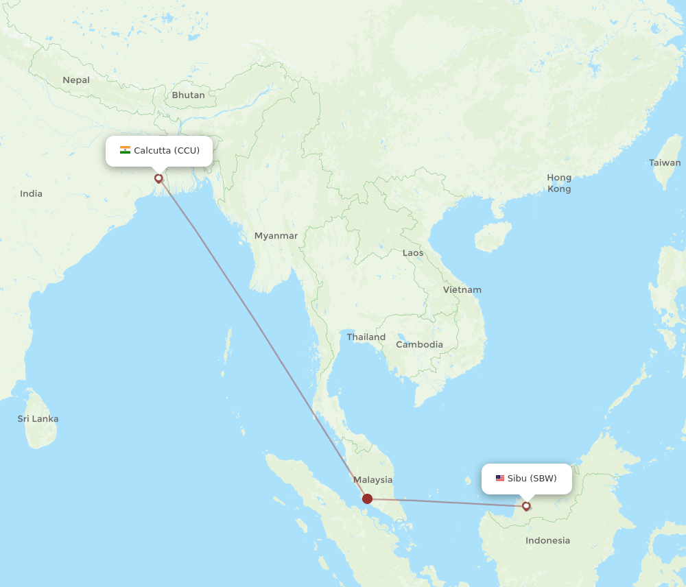 CCU-SBW flight routes