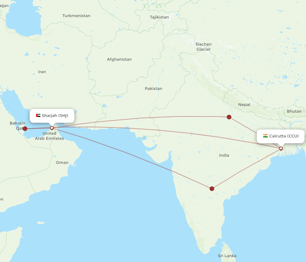 CCU-SHJ flight routes