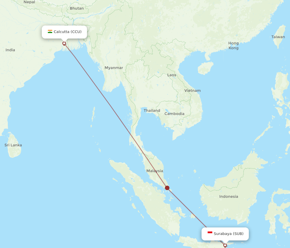 CCU-SUB flight routes