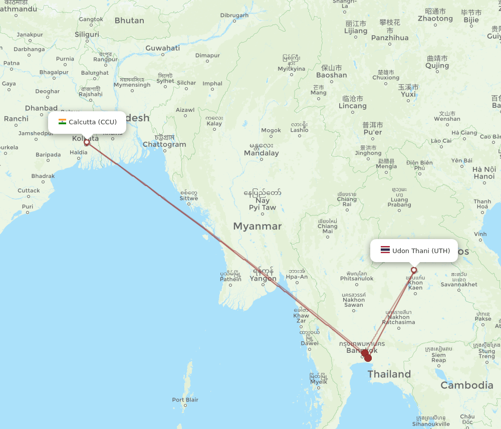 CCU-UTH flight routes