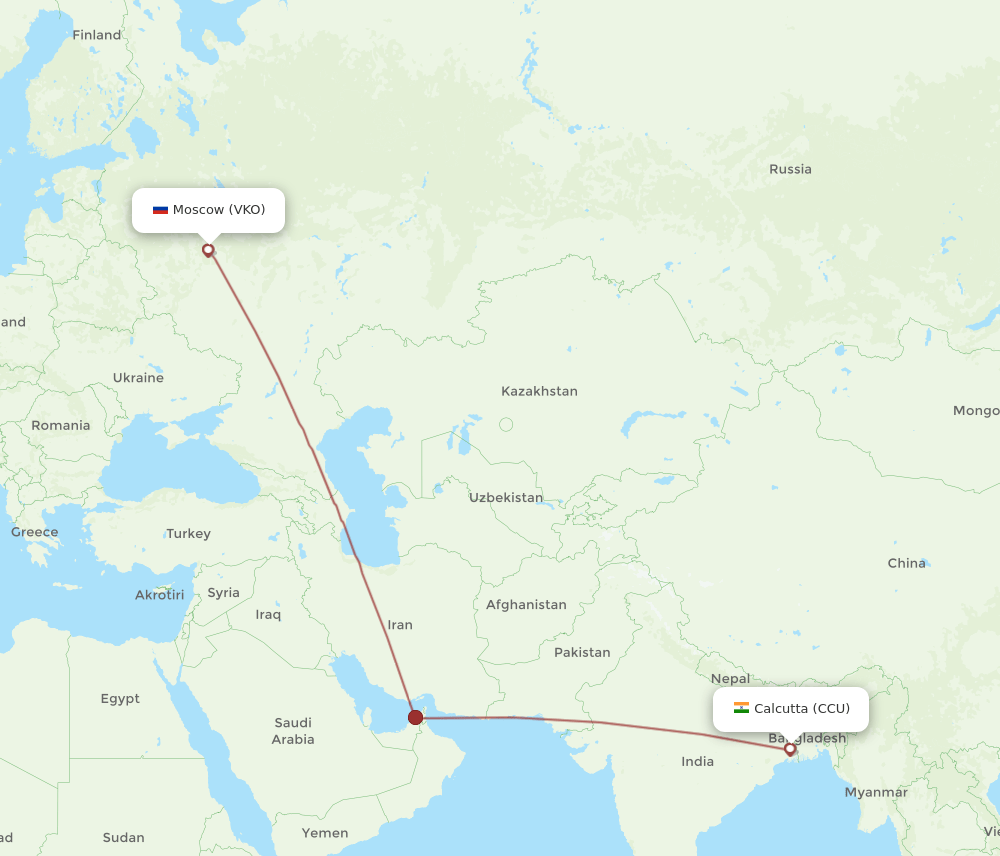 CCU-VKO flight routes