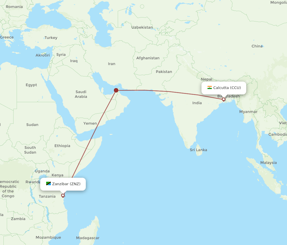 CCU-ZNZ flight routes