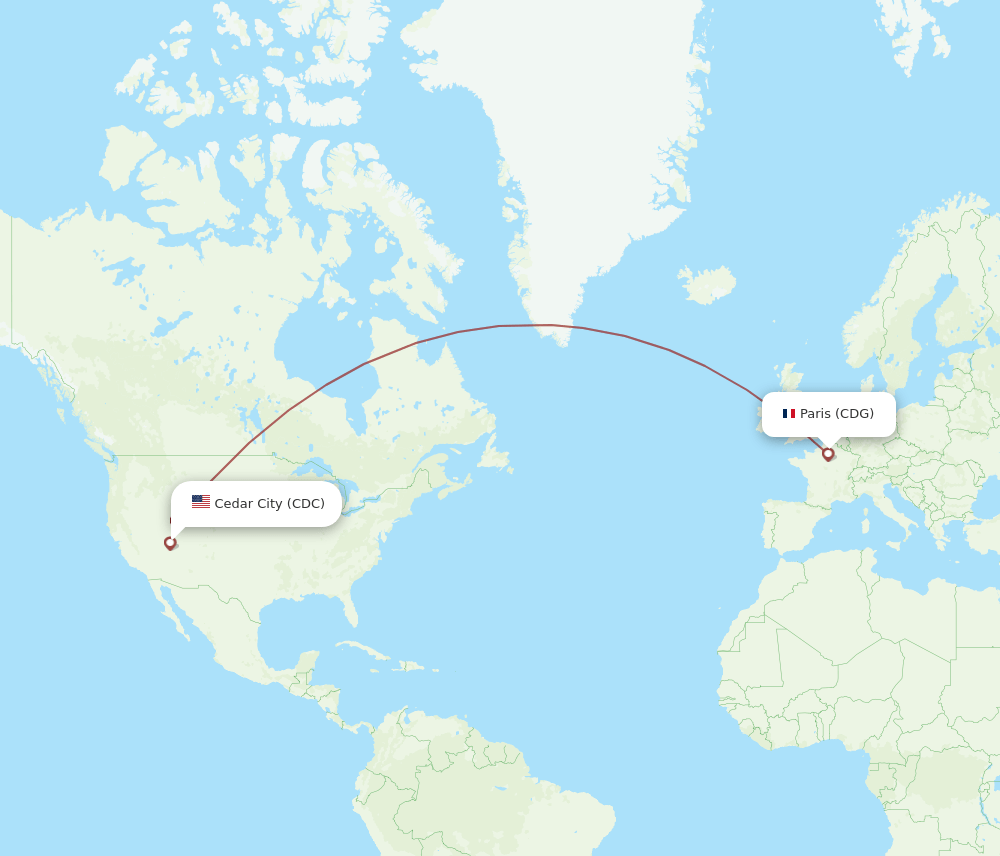 CDC to CDG flights and routes map