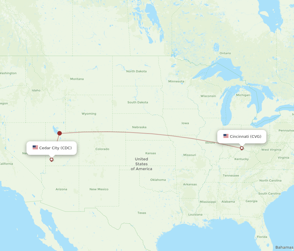 CDC-CVG flight routes