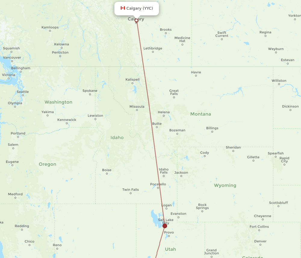 CDC-YYC flight routes