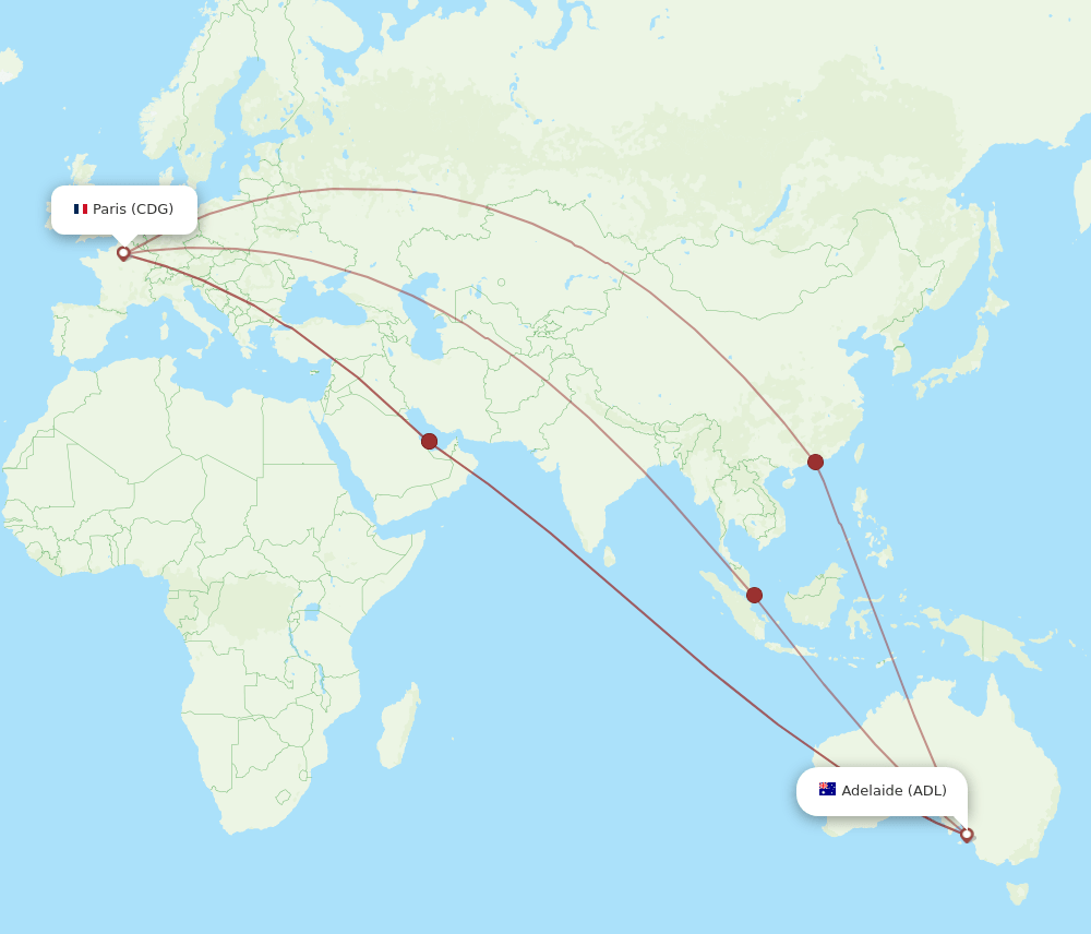 CDG-ADL flight routes
