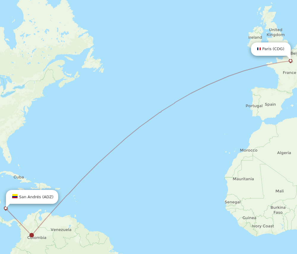 CDG-ADZ flight routes