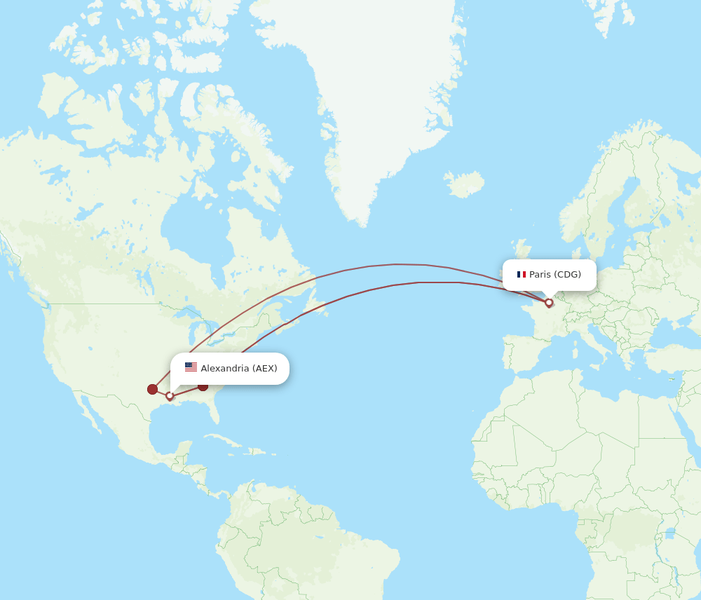 CDG-AEX flight routes