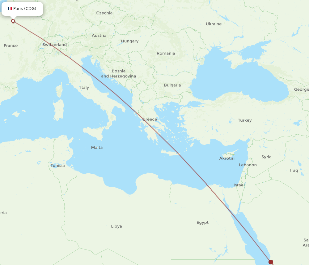CDG-AHB flight routes