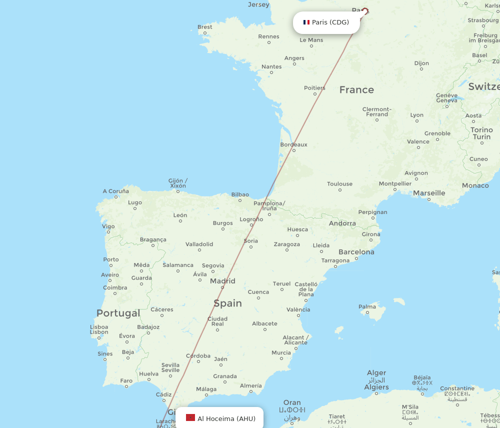 CDG-AHU flight routes