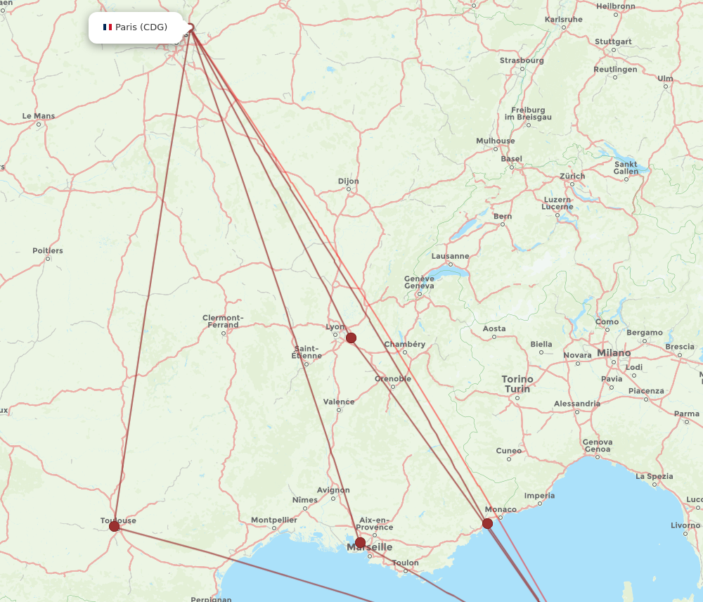 CDG to AJA flights and routes map